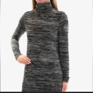 KENSIE BLACK GRAY HEATHERED MOCK NECK LONG SLEEVE SWEATER DRESS SIZE LARGE
